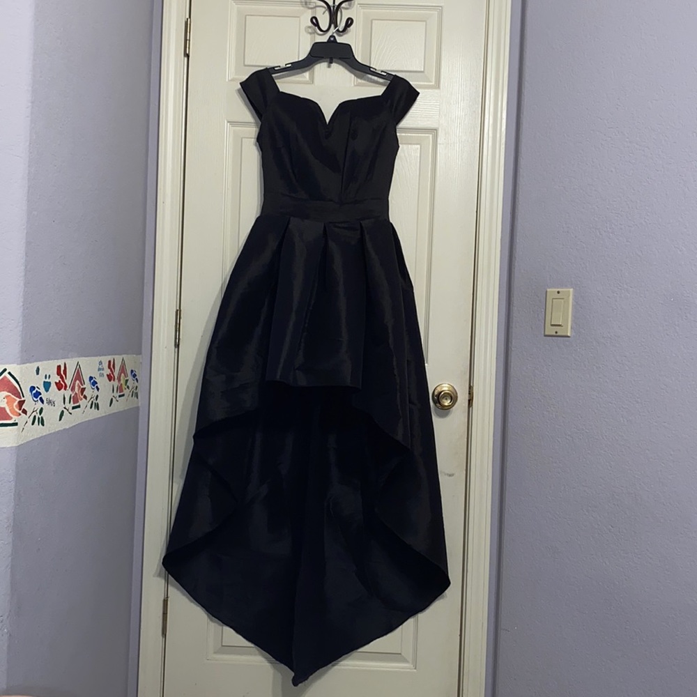 Black off the shoulder high-low dress